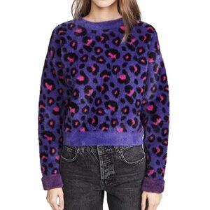 CLOSET CLOSING For Love and Lemons Leopard Purple Pink Crewneck Sweater